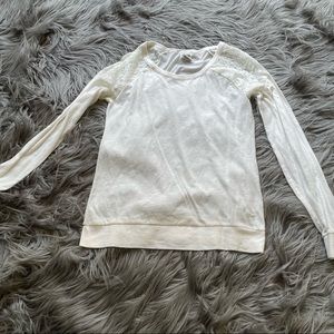 VS PINK Cream White Long Sleeve Lace Shirt Size Small